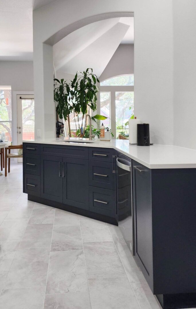 Beautifully renovated shaker style cabinets in this south Austin home